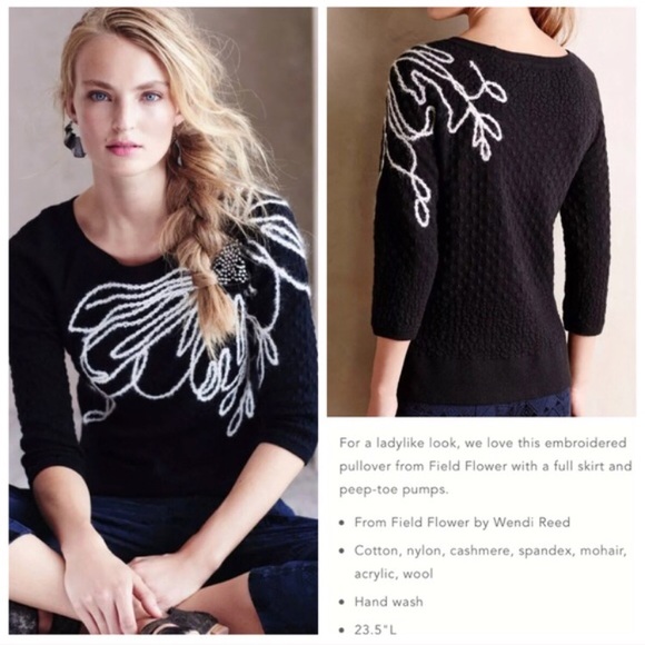 Anthropologie Sweaters - Anthropologie Embroidered Sweater